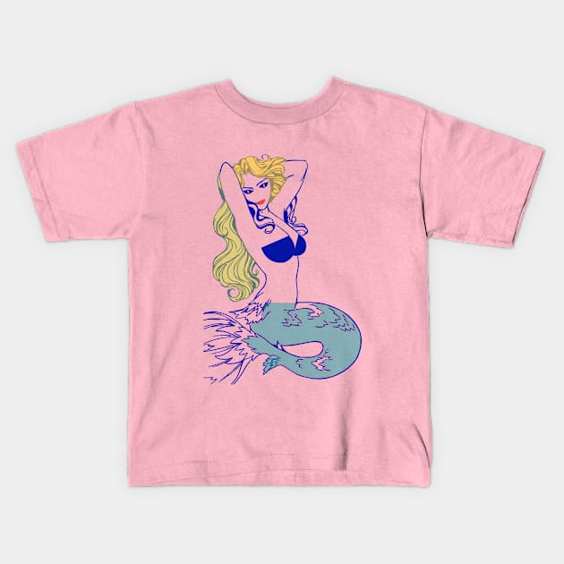 mermaid cute fish Kids T-Shirt by Bari-520